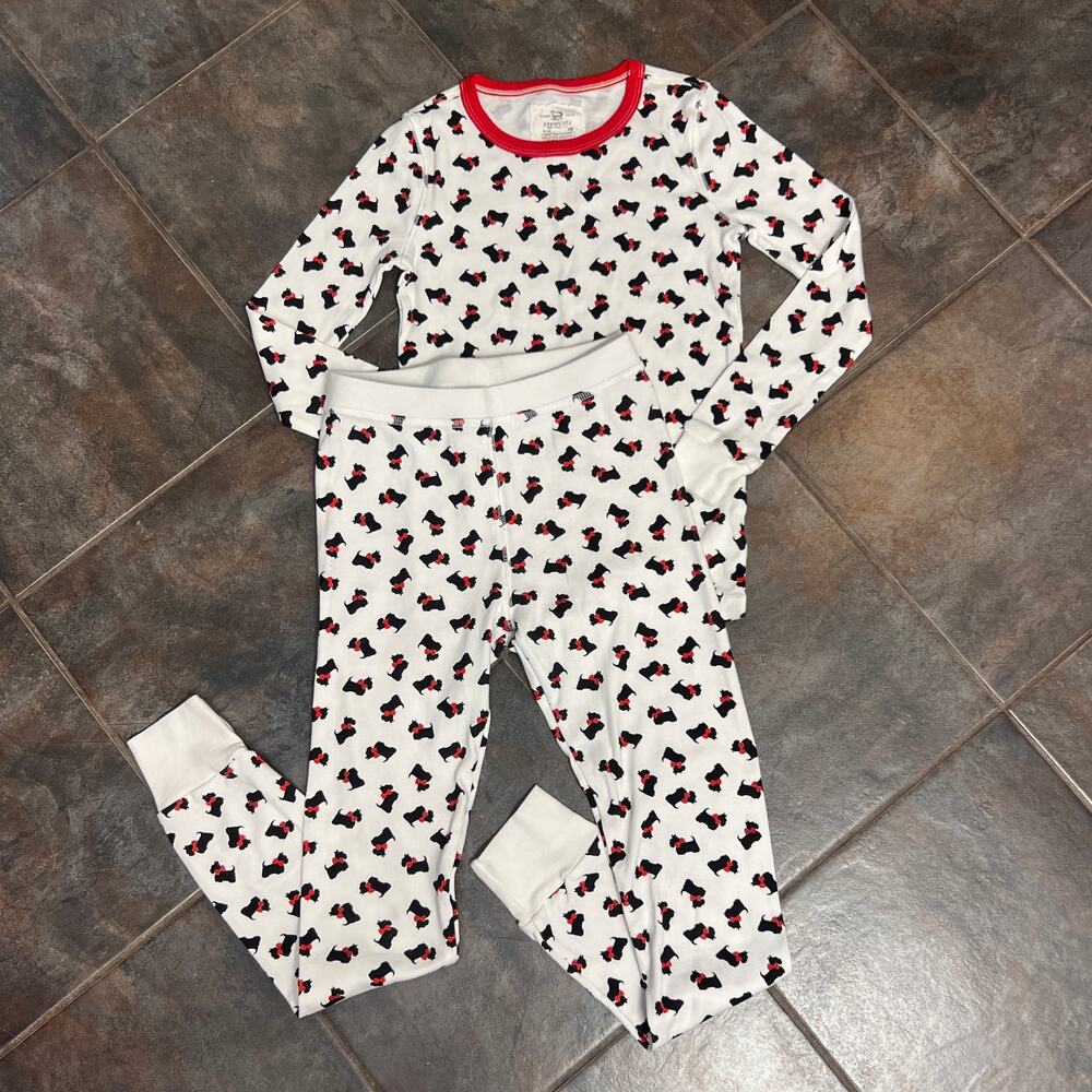 Crewcuts scottish terrier print girls pajamas set size 9/10 EUC